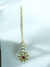 Classic Kundan Maang Tikka with Ruby Centerpiece